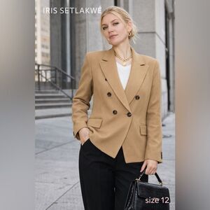 Iris Setlakwe Camel Double-Breasted Blazer – Size 12 – Tailored Jacket